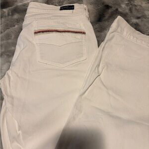 White Jeans with coral  Accent wide leg - citizens of humanity
